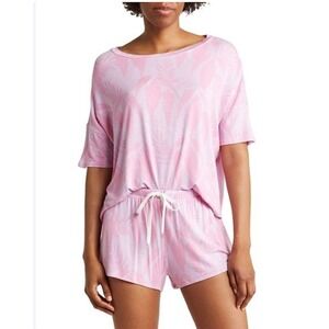 NWT Honeydew L Watercolor Leaves Pajama Shorts Set 114270